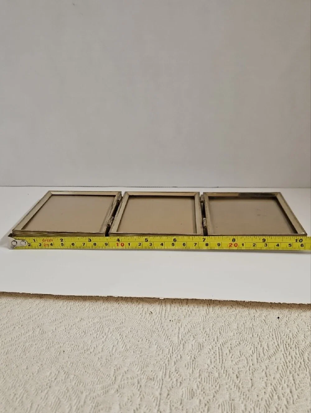 Vintage Triple-Fold Gold Hinged Photo Frame - Gold Finish